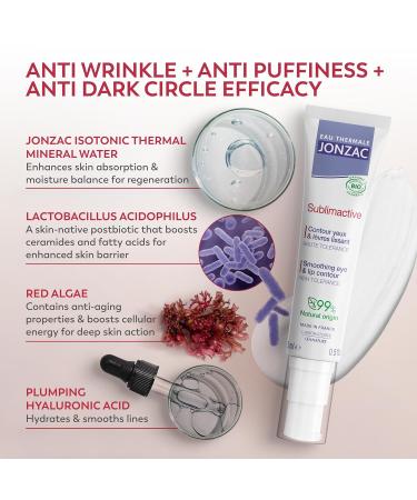 Sublimactive Organic Anti-Aging Eye & Lip Cream | Natural Skin Care for Fine Lines Puffy Eyes & Dark Circles | Safe for Sensitive Skin | 0.5 fl oz - Buy Online on GoSupps.com