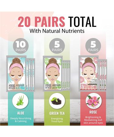 Korean Skin Care Under Eye Patches (20 Pairs) - Caffeine Collagen Hydrogel Eye Mask for Dark Circles and Puffiness - Aloe Vera Rose Green Tea Gel Pads - Buy Online on GoSupps.com
