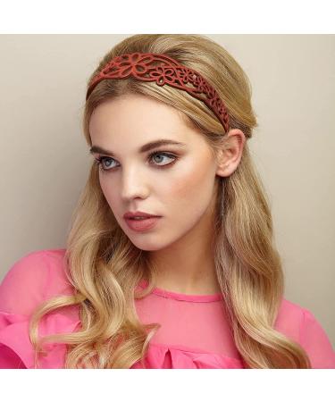 Yazon 5pcs Wide Flower Headbands for Girls Women - Plastic Hairbands with Teeth - Hard Hair Hoops - Model3 - Buy Online on GoSupps.com