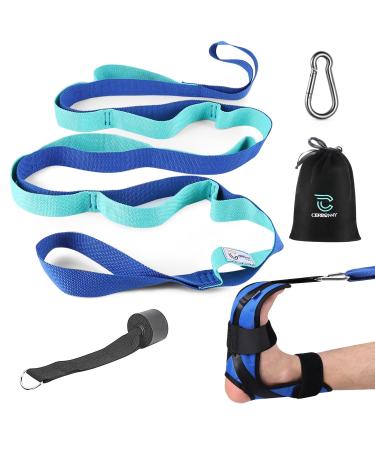 Cerbonny Calf Stretcher & Foot Stretcher Set 9 Loops Yoga Stretching Strap with Door Anchor, Snap Hook, Nonelastic Leg Stretcher for Plantar Fasciitis Relief, Achilles Tendonitis, Pilates and Dance