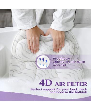 4D Air Mesh Bath Pillow for Tub Neck and Back Support - Ergonomic Design for Ultimate Comfort and Relaxation | Ideal Spa Bath Gift for Women - White - Buy Online on GoSupps.com