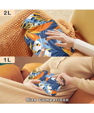 Naanle Tropical Hot Water Bottle with Cover 1L Palm Leaf Design for Back Pain Relief & Heat Therapy | International Shipping Available - Buy Online on GoSupps.com