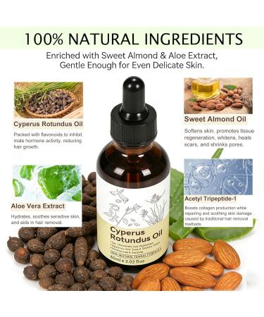 Cyperus Rotundus Oil Natural Cyperus Rotundus Oil for Hair Removal Reduces Body Hair Growth Moisturizes & Soothes The Skin Shrinkes Pores Suitable for All Skin Types 2.02 Fl oz 2.02 Fl Oz (Pack of 1) - Buy Online on GoSupps.com