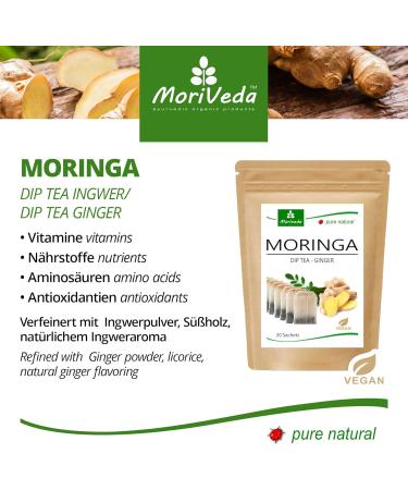 MoriVeda 100% Natural & Vegan Moringa Tea - Apple-Cinnamon Pomegranate Ginger Mint Blend (20 Bags) - Buy Online on GoSupps.com