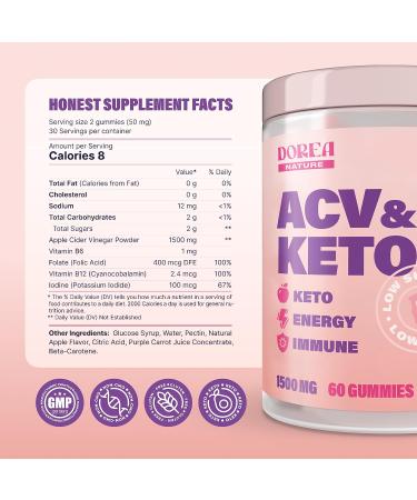 ACV Keto Gummies 1500mg - Natural Apple Cider Vinegar Energy Detox - 60ct Low Carb Low Sugar Gummies for Women & Men - Buy Online on GoSupps.com