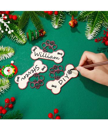 Customizable Wooden Dog Bone Christmas Ornaments - Set of 36 | Personalized with Custom Name | Ideal Gift for Pet Lovers | Home Decor for Christmas Tree (Warm Pattern) - Buy Online on GoSupps.com