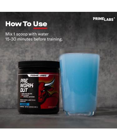 Prime Labs Pre Workout Powder for Men - with Citrulline Malate Beta-Alanine and Natural Caffeine - Energy Focus Power - Blue Lemonade Flavor - 30 Servings - Buy Online on GoSupps.com