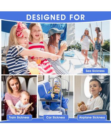 Acupressure Bracelet for Nausea Relief - 4 Pairs of Sea Bands for Adults & Kids | Seasickness Travel Flying - Black Blue Gray - Buy Online on GoSupps.com