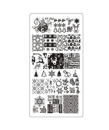 Nice Needed Nail Art Stamping Plates Image Template With Christmas Elk Christmas Tree Snowflakes Bells For Nail Design Manikure Print Diy Nail Design Nailack Transfer Tools (Christmas 3)