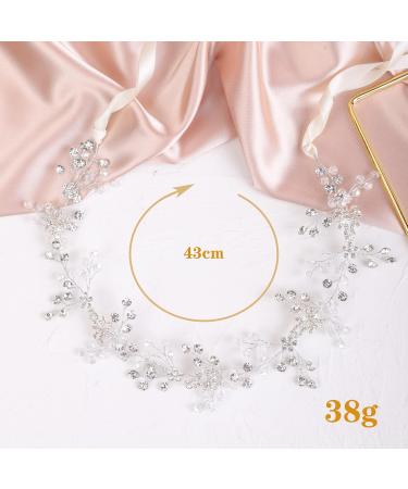 Deniferymakeup Silver Crystal Headband Rhinestone Hair Vine Rhinestone Hair Piece for Wedding Brides Bridesmaid - Buy Online on GoSupps.com