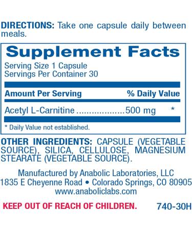 Buy Anabolic Laboratories Acetyl L Carnitine Supplements 30 Vegetarian Capsules for Brain Health & Energy International Shipping Available - Buy Online on GoSupps.com