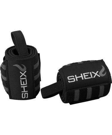 SHEIX Weightlifting Wrist Wraps for Men & Women - 18 Support Straps for Deadlift, Bench Press, Crossfit & Powerlifting - Grey - Buy Online on GoSupps.com