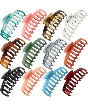 12 PCS Hair Claw Clips Large for Women and Girls Non-slip Matte Hair Clips  Strong Hold Thick Thin Hair styling Hair Accessories  Solid Trendcy Color Hair Jaw Clamp by Eathtek