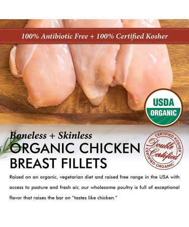 Organic Double Certified Boneless Skinless Chicken Breast Fillets (5.00-5.50 lbs) | Glatt Kosher, Non GMO, Free Range - Buy Online on GoSupps.com