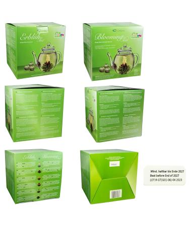 Creano Tea Blum Gift Set - 500ml Glass Jugs 6x Green Tea + Bonus Tealini Black Tea Ball - Perfect Gift for Tea Lovers - Buy Online on GoSupps.com