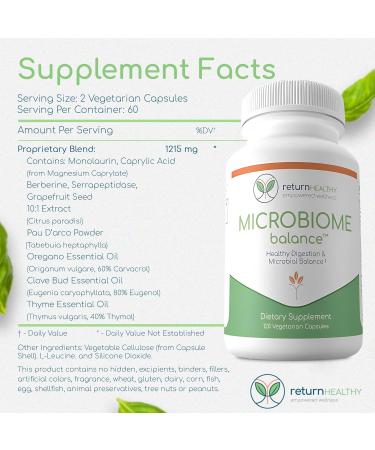 Microbiome Balance Gut Health Supplement for Women and Men with Monolaurin & Caprylic Acid Supports Digestive Wellness & Healthy Gut Environment 120 Capsules - Buy Online on GoSupps.com