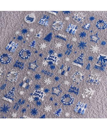 JMEOWIO Christmas Glitter Nail Art Stickers - 8 Sheets Snowflake Xmas Winter Holiday Design in Blue & White - Buy Online on GoSupps.com