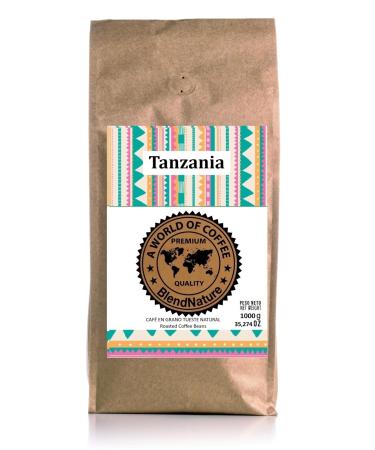 Caf en grains de Tanzanie 1kg provenant des hauts plateaux du Kilimandjaro saveur intense et ar me fruit