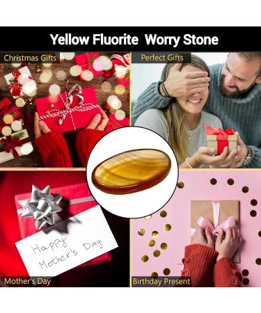 Yellow Fluorite Worry Stone - Natural Crystal for Focus, Creativity & Stress Relief - Buy Online on GoSupps.com