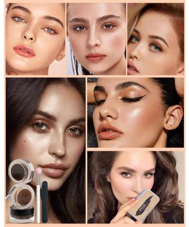 Eyebrow Stamp and Eyebrow Stencil Kit 16 in 1 Waterproof Brow Cream Stamping Eyebrow Gel Shaping Set Eyebrow Pomade Stamp Trio Kit Eyebrow Stamp Stencil Applicator Kit for Brow Makeup - Chocolate - Buy Online on GoSupps.com