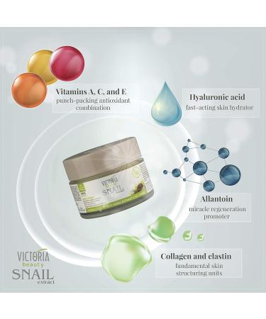 Victoria Beauty Snail Mucus Cream with Hyaluron - Anti-Wrinkle & Dark Circle Face Cream for Men & Women - 50ml - Buy Online on GoSupps.com