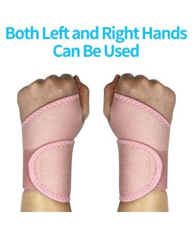 Abnii Compression Wrist Brace - One Size Adjustable for Carpal Tunnel & Arthritis Pain Relief - Breathable Wrist Support Straps (Pink) - 1 Pair - Buy Online on GoSupps.com
