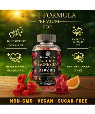      Calcium Gummies for Women & Men with Magnesium Vitamin B12 Vitamin K2 & Vitamin D3 | Calcium Supplement for Adults 100mg Magnesium Supplement for Adults 50mg | Vegan | Non-GMO - Buy Online on GoSupps.com