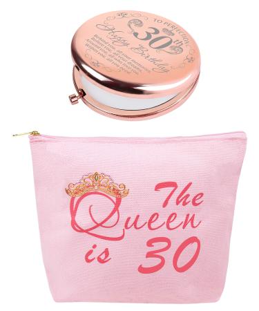 30th Birthday Gifts for Women  30th Birthday Gifts Makeup Bag  Birthday Gifts for 30 Year Old Woman  Dirty 30 Gift  30 Birthday Gifts for Women  30th Birthday Mirror  30th Birthday Cosmetic Bag rose gold  pink