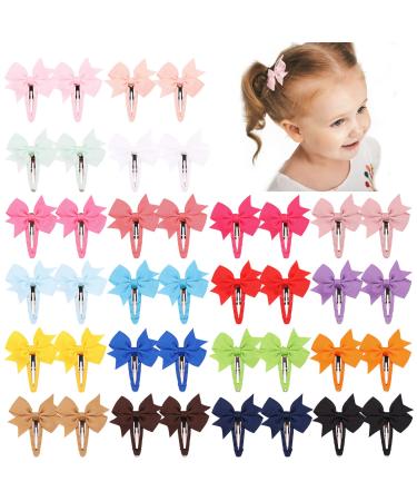 40PCS Snap Baby Hair Bows Clips for Girls Grosgrain Ribbon Fully Wapped 2 Inch Infant Hair Barrettes Accessories for Baby Girls Newborns Toddler A-40PCS