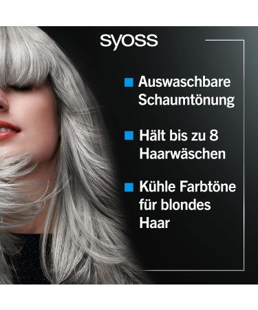 Syoss Tinting Mousse Metal Silver - Nourishing Washable Foam for Blonde Hair (3 x 120 ml) - Anti-Yellowing Color Effect - Buy Online on GoSupps.com
