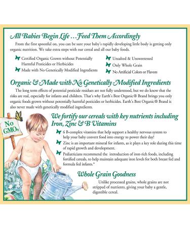 Earth's Best Organic Whole Grain Oatmeal Infant Cereal - 96 oz (Pack of 12) - Buy Online on GoSupps.com