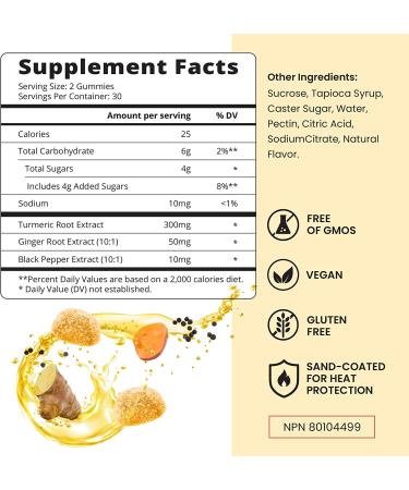 BeLive Turmeric Curcumin Gummies - Joint Pain Support with Ginger & Black Pepper | 60 Gummies - Buy Online on GoSupps.com