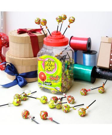 PIN POP Bubblegum Filled Center Lollipops (Gelatin Free) (Sour Mix) - Buy Online on GoSupps.com