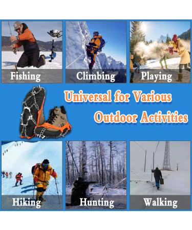 19-Spike Ice Cleats Snow Grips for Hiking Boots - Anti-Slip Stainless Steel Crampons for Men, Women, Boys, Girls - Ideal for Fishing, Walking, Climbing, Mountaineering - Orange (Large) - Buy Online on GoSupps.com