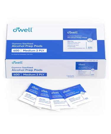 Alcohol Wipes 400 Count | Medical & Professional Sterile Alcohol Prep Pads | Individually Wrapped 2-Ply Antiseptic Alcohol Pads Grreat for Fist Aid Kits & Personal Use | 400 Surgical Alcohol Swabs