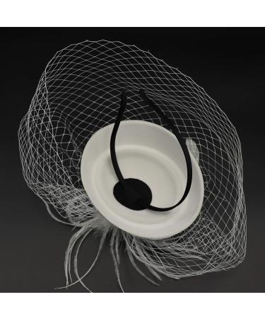 Umeepar Women's White Pillbox Fascinator Hat with Feathers & Veil - Perfect for Weddings & Tea Parties - Headband Clip One Size - Buy Online on GoSupps.com