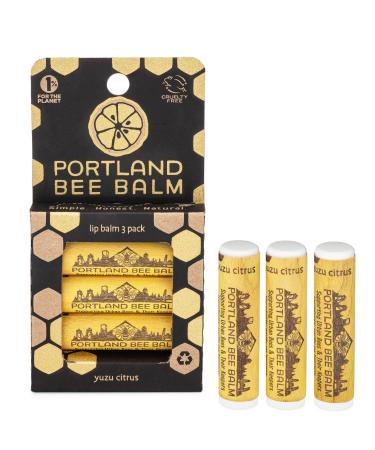 Portland Bee Balm All Natural Handmade Beeswax Based Lip Balm  Yuzu Citrus 3 Count 3 Count (Pack of 1)