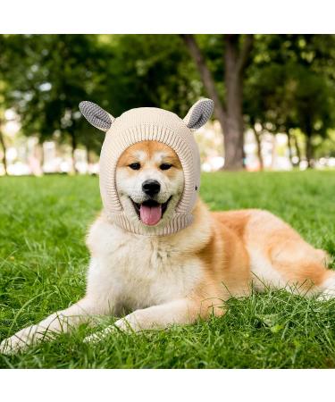 2 Pcs Dog Knitted Ears Cover | Noise Protection Pet Ear Muffs | Winter Dog Ear Protection | Pet Head Wrap | Beige - Buy Online on GoSupps.com