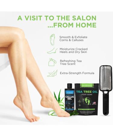 Professional Foot Callus Remover Gel Set - 8oz Callus Gel & 16oz Tea Tree Oil Foot Soak - Ultimate Pedicure Kit for Smooth Feet - International Shipping Available - Buy Online on GoSupps.com