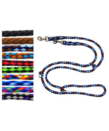 Dog linen large dogs up to 80 kg double linen jumbo 2.40m / 2.80m / 3.50m / 5m adjustable exercise line / guide very stable (2.40m 3-fold adjustable Africa (navy blau-light blue brown)) 2.40m 3Lifible Africa (Marineblau-Hellblau-Braun)