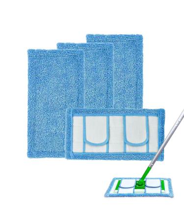 Klaqian 4 Pack Reusable Microfiber Mop Pads for Swiffer Sweeper and All 10-12 Inch Flat Mop Upgraded Wet Dry Cleaning Pads for All Hard-Floor