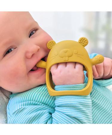 Infatot Teething Toys for Baby - Baby Teether New Infant Silicone Chipmunk Teether Mitten Baby Teething Glove Prevents Finger Sucking Teethers for Babies Teething Mitten for Babies - CM Mango