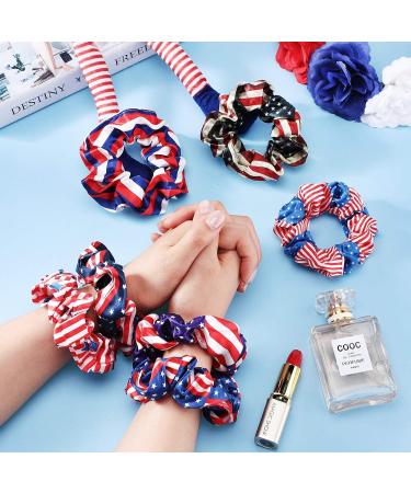 Patriotic 4th of July Hair Scrunchies Set - American Flag, Star, Heart Hair Ties for Teen Girls - Buy Online on GoSupps.com