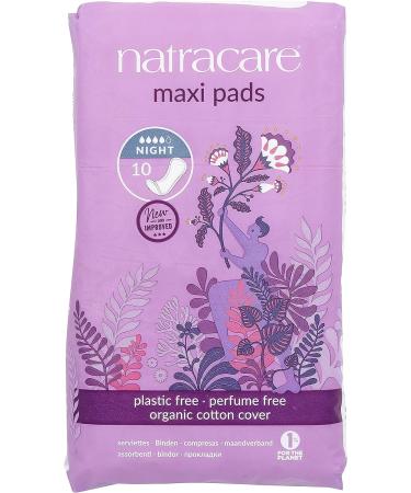 Natracare Natural Night Time Maxi Pads - 10 Individually Wrapped Traditional Style Pads in Plant-Based Bag - Buy Online on GoSupps.com