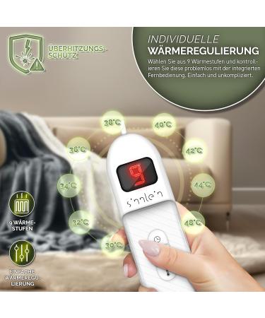 Sinnlein Electric Heating Ceiling 160x120cm | T V S d GS Checked | 9 Temperature Levels | Cuddly Thermal Blanket for Bed & Sofa | Digital Timer Display | Dark Gray - Buy Online on GoSupps.com