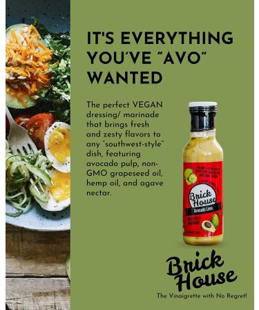 Brick House Vinaigrettes Avocado Lime Vegan Salad Dressing & Marinade - Keto/Paleo Friendly, Gluten-Free, Dairy-Free - 12oz - Buy Online on GoSupps.com
