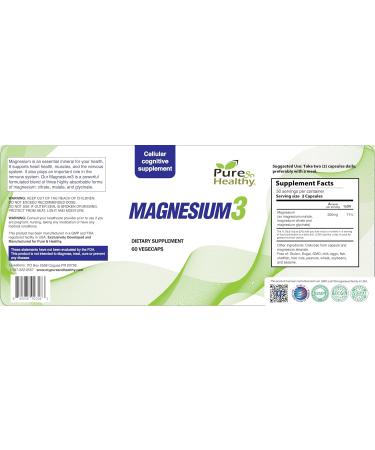 Pure & Healthy Magnesium3 300mg of Magnesium Glycinate Malate & Citrate for Muscles Nerves Stress & Energy - Buy Online on GoSupps.com
