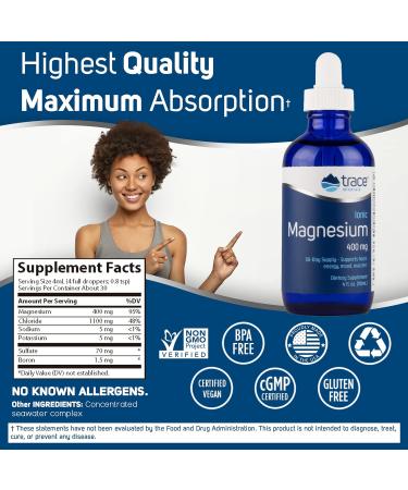 Trace Minerals Liquid Ionic Magnesium 400mg - 4 fl oz (Pack of 2) | Supports Blood Pressure, Heart Health, Mood, Sleep, Energy, Muscle Strength | 64 Servings - Buy Online on GoSupps.com