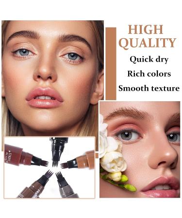 2PCS Waterproof Eyebrow Microblading Pen with 4 Micro-Fork Tips - Dark Brown - Buy Online on GoSupps.com