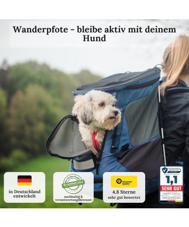 Premium Blue Dog Carrier Backpack for Hiking - Size S Adjustable System Up to 5kg - Ideal for Trekking with Your Pet - Buy Online on GoSupps.com